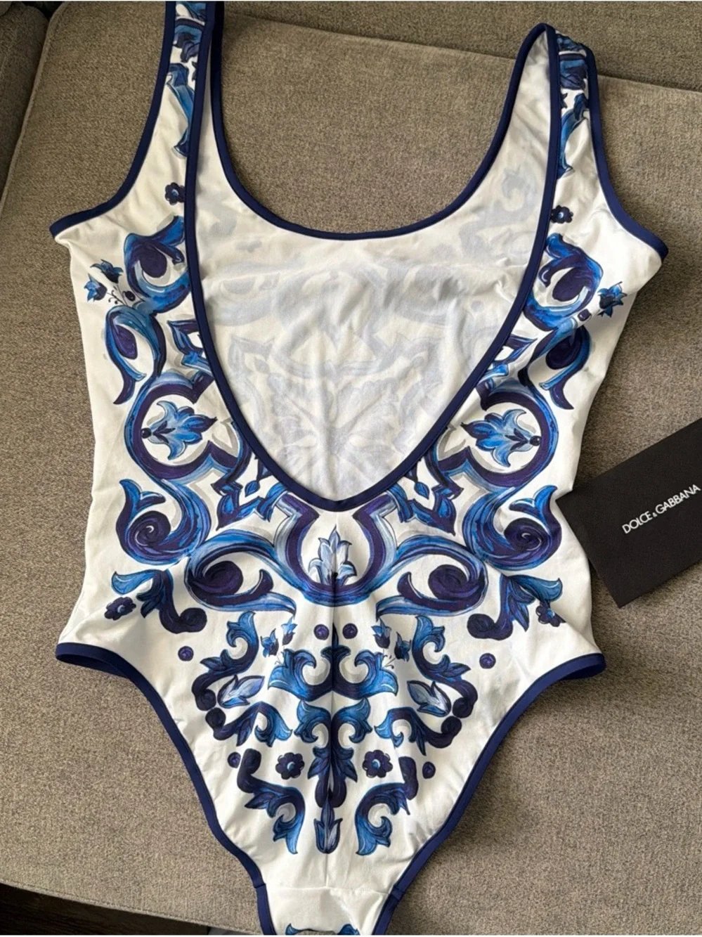Brand New Authentic Dolce & Gabbana Miaolica one piece swimsuit -Blue - Picture 3 of 6